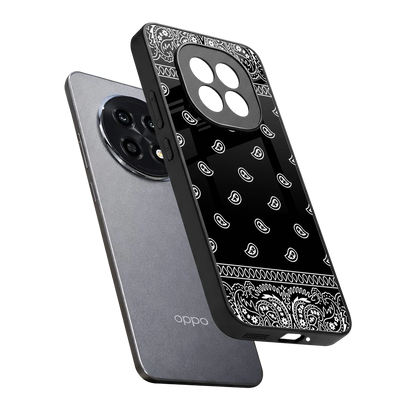 Paisley Black sleek oppo f29 pro 5g cover with tempered glass back and TPU edges