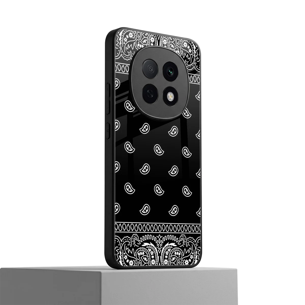 Paisley Black oppo f29 pro 5g mobile cover | shockproof glass phone case