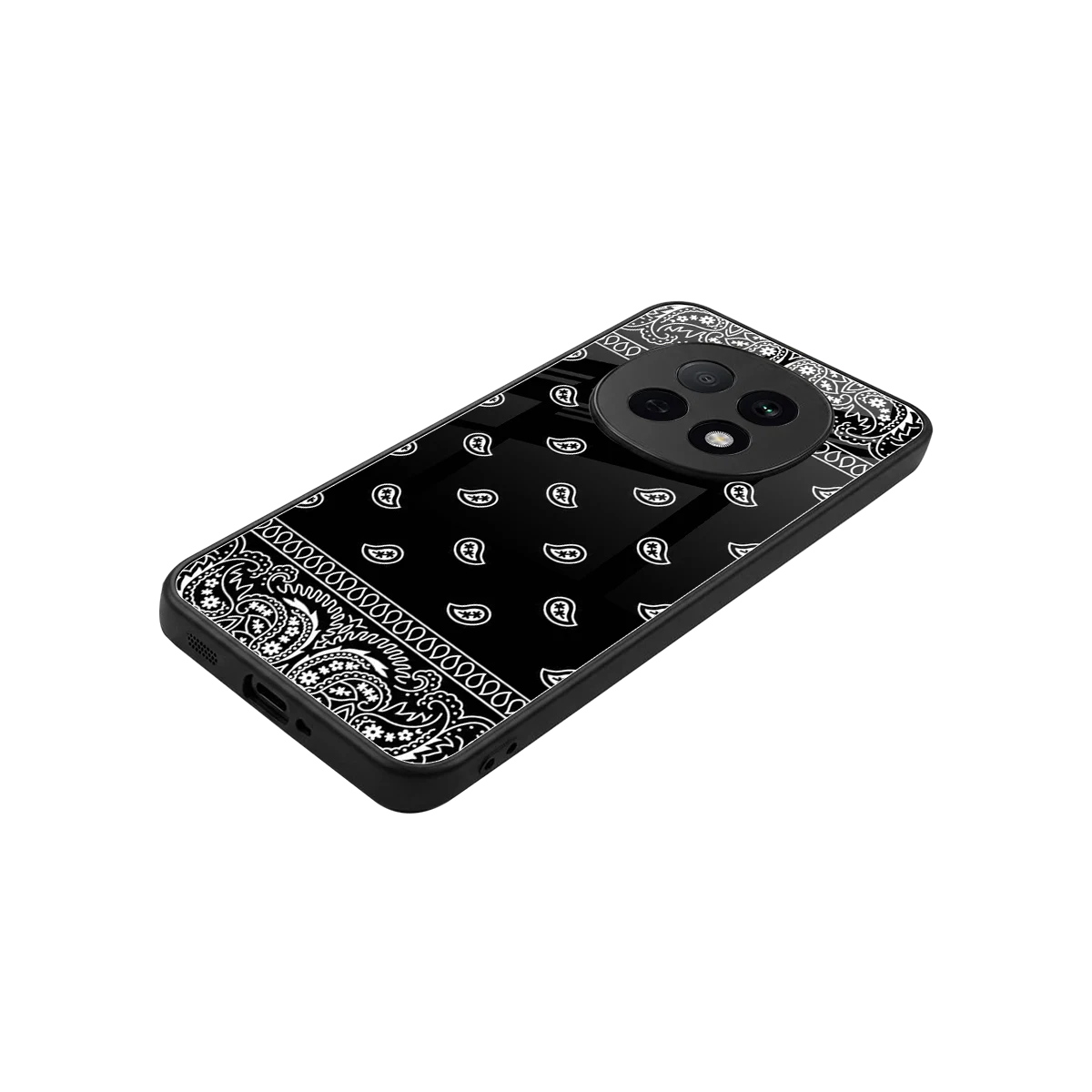 Paisley Black stylish phone case for oppo f29 pro 5g | glossy glass and slim fit