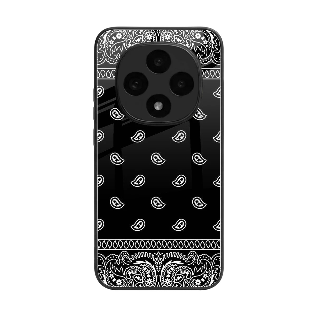 Paisley Black back phone cover | glass case for oppo f31 pro 5g