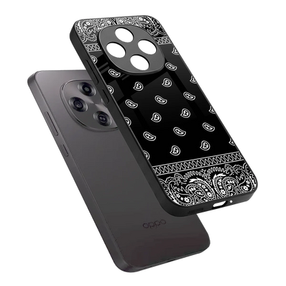 Paisley Black sleek oppo f31 pro 5g cover with tempered glass back and TPU edges