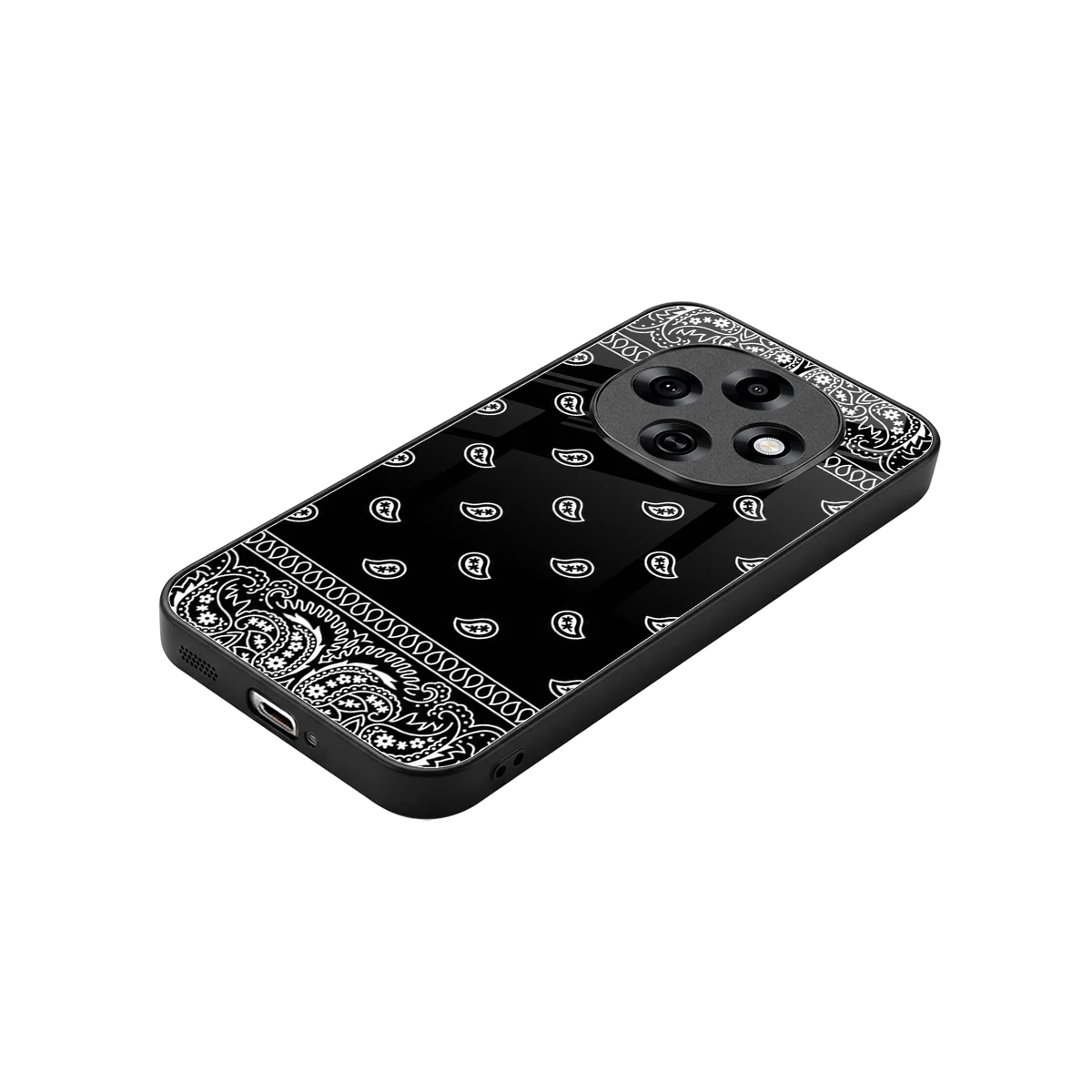 Paisley Black stylish phone case for oppo f31 pro 5g | glossy glass and slim fit
