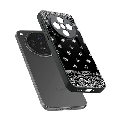Paisley Black sleek oppo find x8 cover with tempered glass back and TPU edges