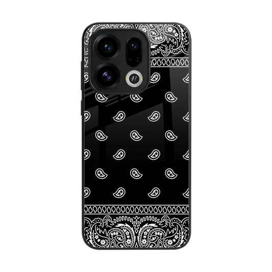 Paisley Black back phone cover | glass case for oppo find x9