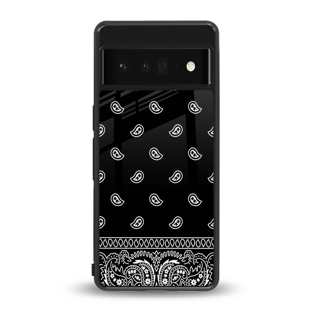 Paisley Black back phone cover | glass case for google pixel 6 pro