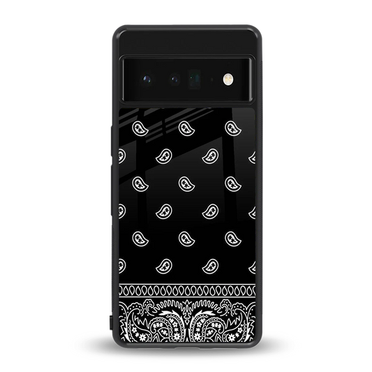 Paisley Black back phone cover | glass case for google pixel 6 pro