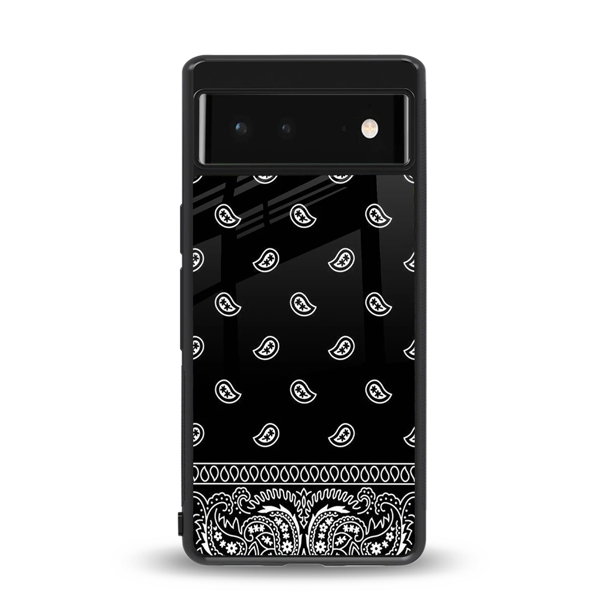 Paisley Black back phone cover | glass case for google pixel 6