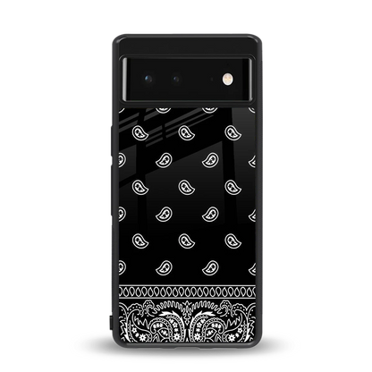 Paisley Black back phone cover | glass case for google pixel 6