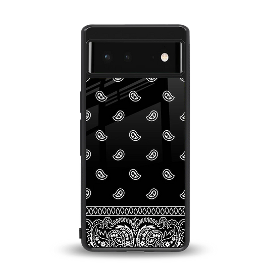 Paisley Black back phone cover | glass case for google pixel 6a