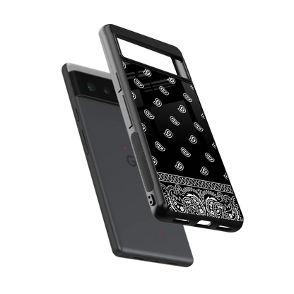 Paisley Black sleek google pixel 6 cover with tempered glass back and TPU edges