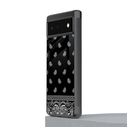 Paisley Black stylish phone case for google pixel 6a | glossy glass and slim fit