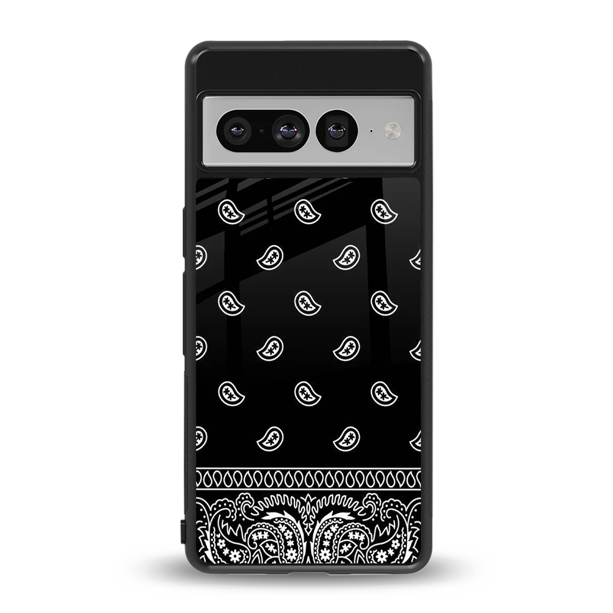 Paisley Black back phone cover | glass case for google pixel 7 pro