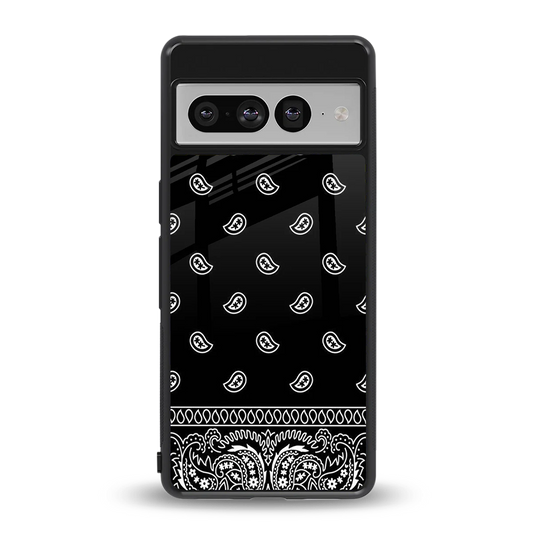 Paisley Black back phone cover | glass case for google pixel 7 pro