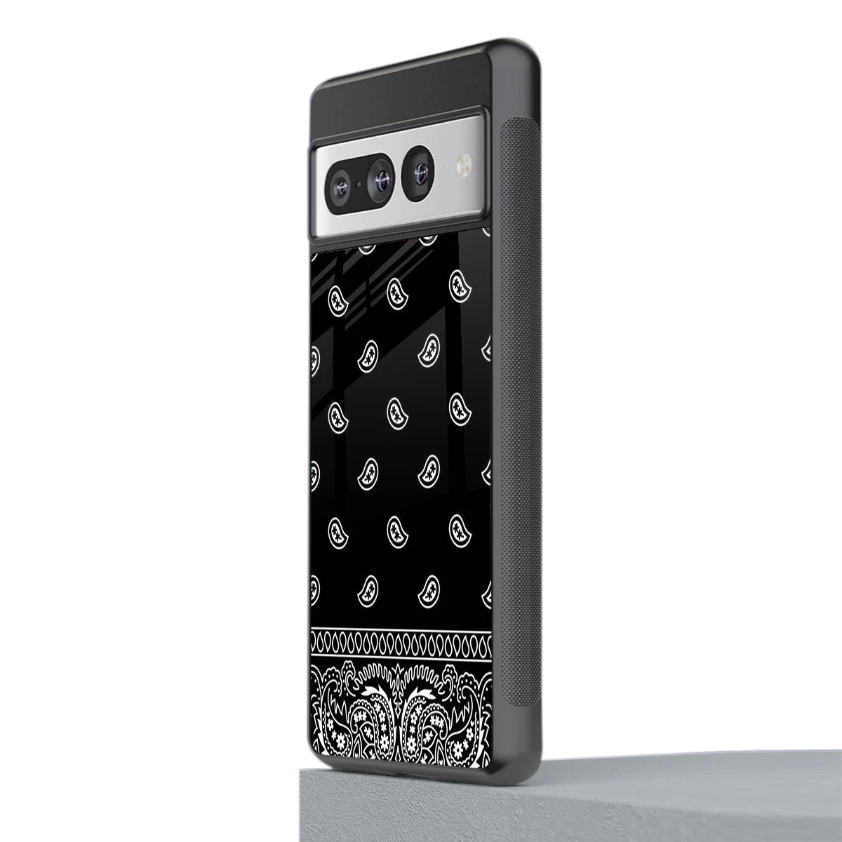Paisley Black stylish phone case for google pixel 7 pro | glossy glass and slim fit