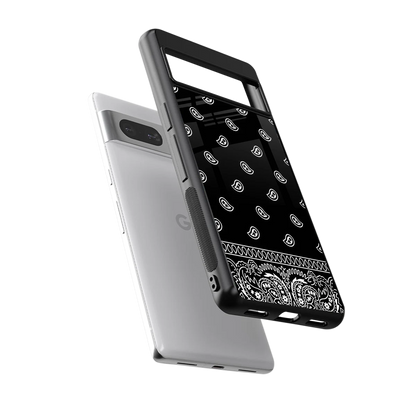 Paisley Black sleek google pixel 7 cover with tempered glass back and TPU edges