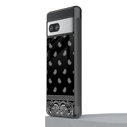 Paisley Black stylish phone case for google pixel 7a | glossy glass and slim fit