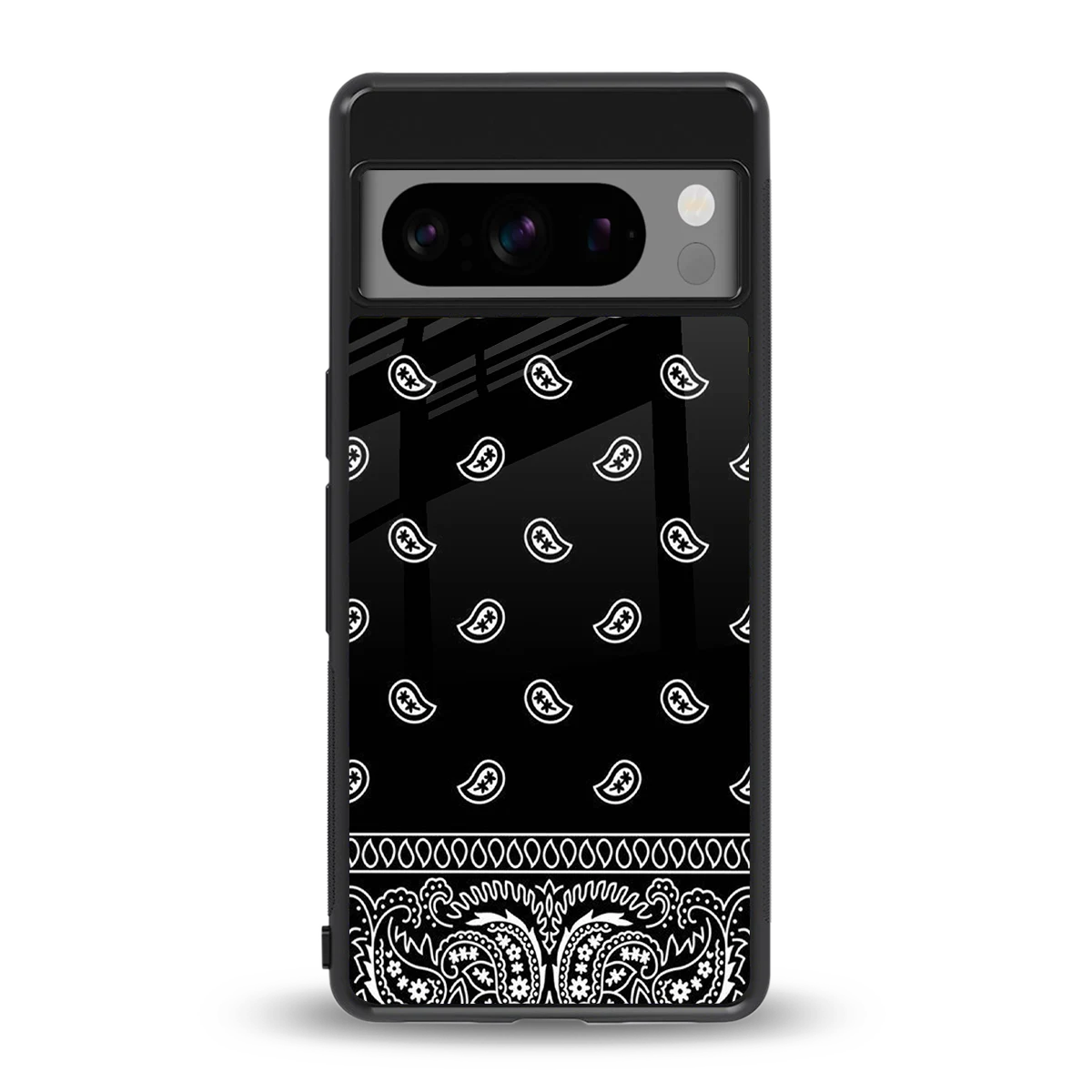Paisley Black back phone cover | glass case for google pixel 8 pro