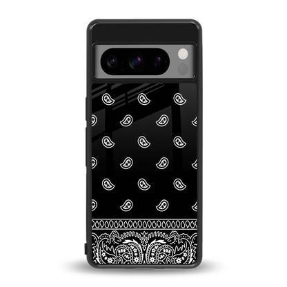 Paisley Black back phone cover | glass case for google pixel 8 pro