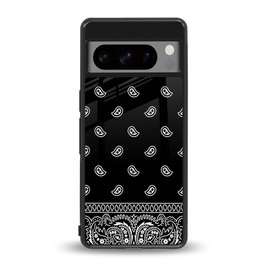 Paisley Black back phone cover | glass case for google pixel 8 pro