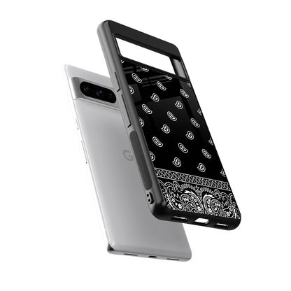 Paisley Black sleek google pixel 8 pro cover with tempered glass back and TPU edges