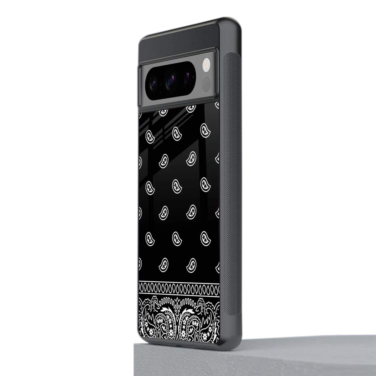 Paisley Black stylish phone case for google pixel 8 pro | glossy glass and slim fit
