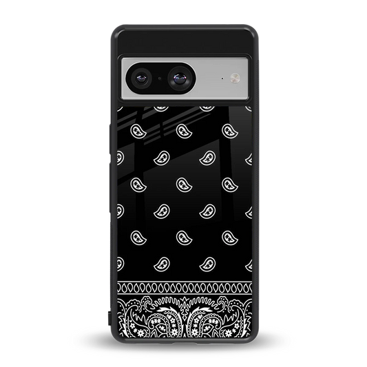 Paisley Black back phone cover | glass case for google pixel 8