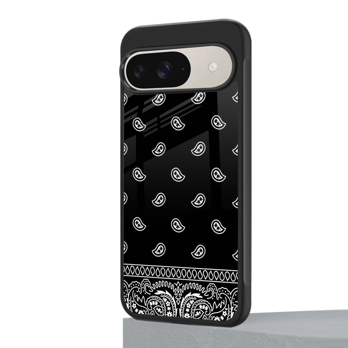 Paisley Black google pixel 9 mobile cover | shockproof glass phone case