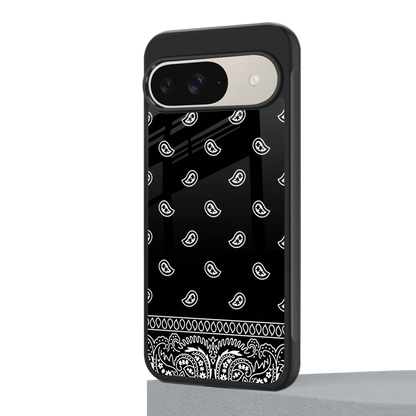 Paisley Black google pixel 9 mobile cover | shockproof glass phone case