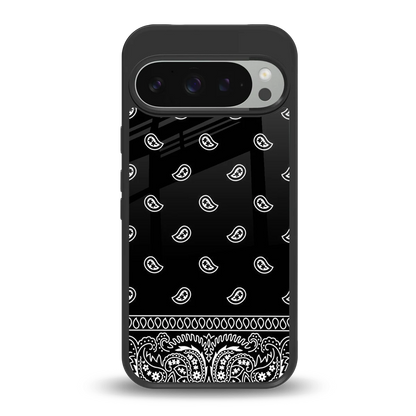 Paisley Black back phone cover | glass case for google pixel 9 pro xl
