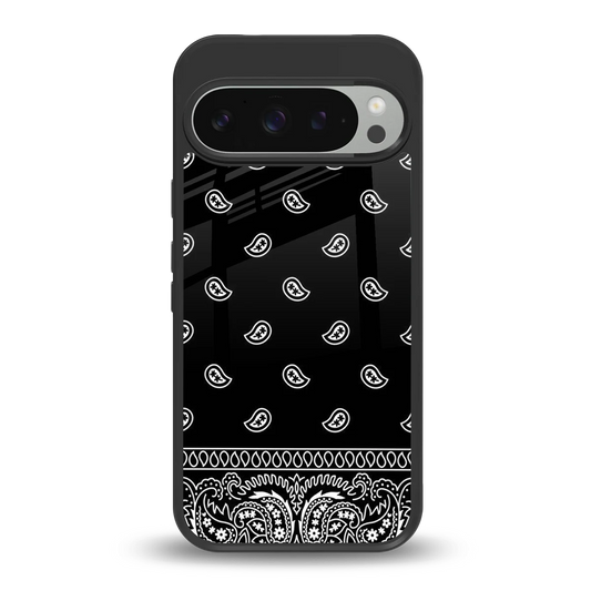 Paisley Black back phone cover | glass case for google pixel 9 pro xl