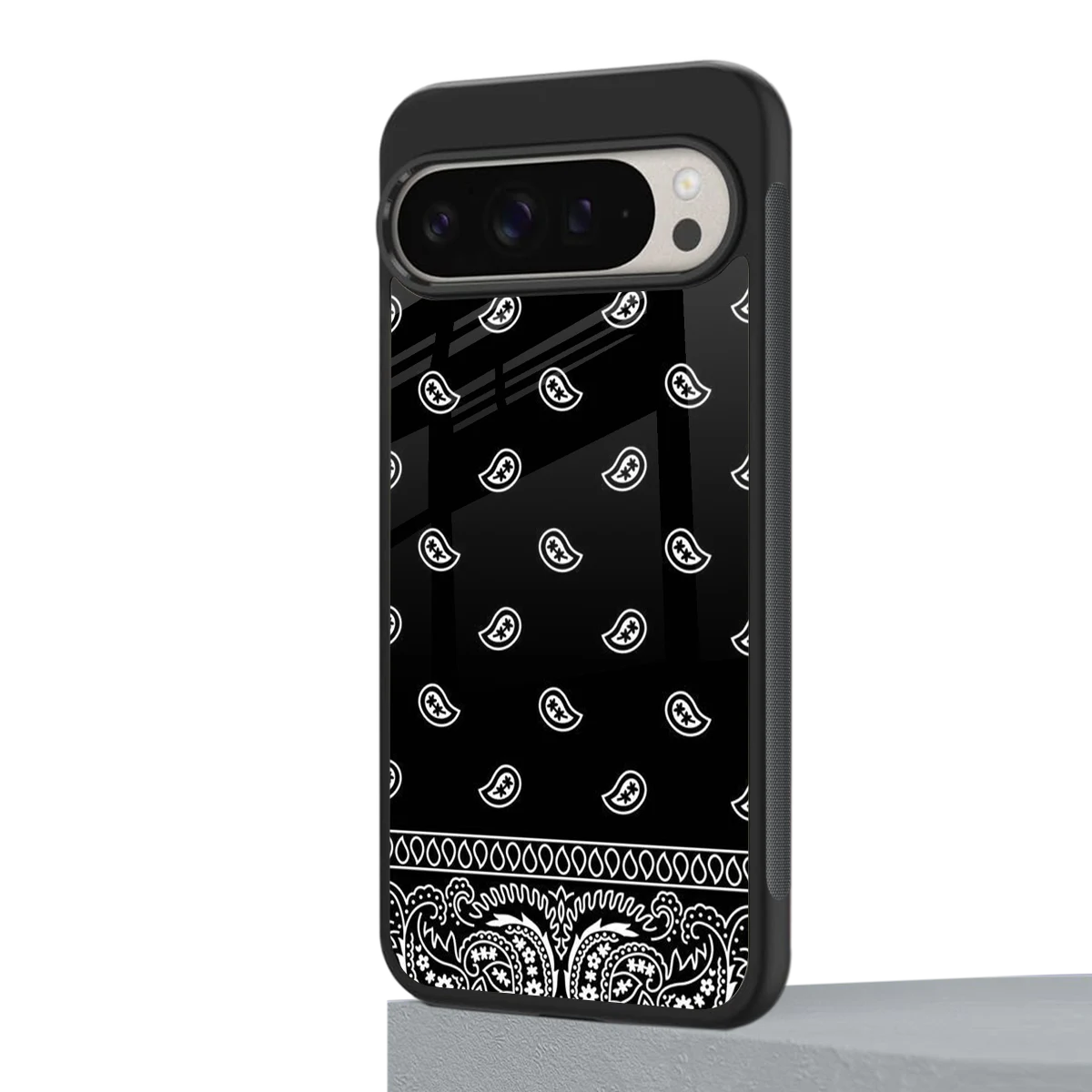 Paisley Black google pixel 9 pro xl mobile cover | shockproof glass phone case