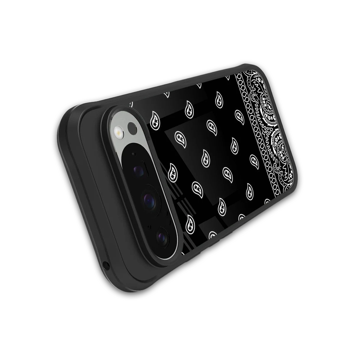 Paisley Black stylish phone case for google pixel 9 pro xl | glossy glass and slim fit