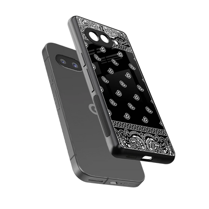 Paisley Black sleek google pixel 10a cover with tempered glass back and TPU edges