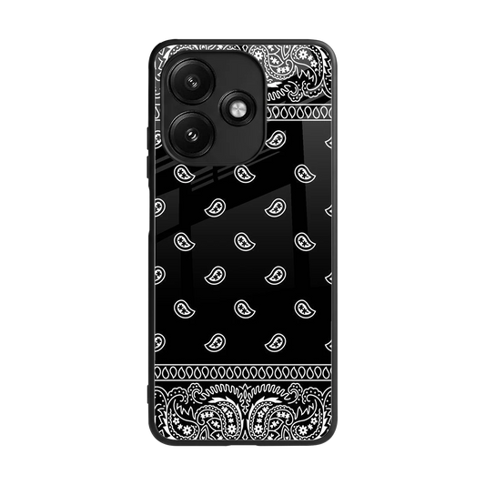 Paisley Black back phone cover | glass case for redmi 12 5g