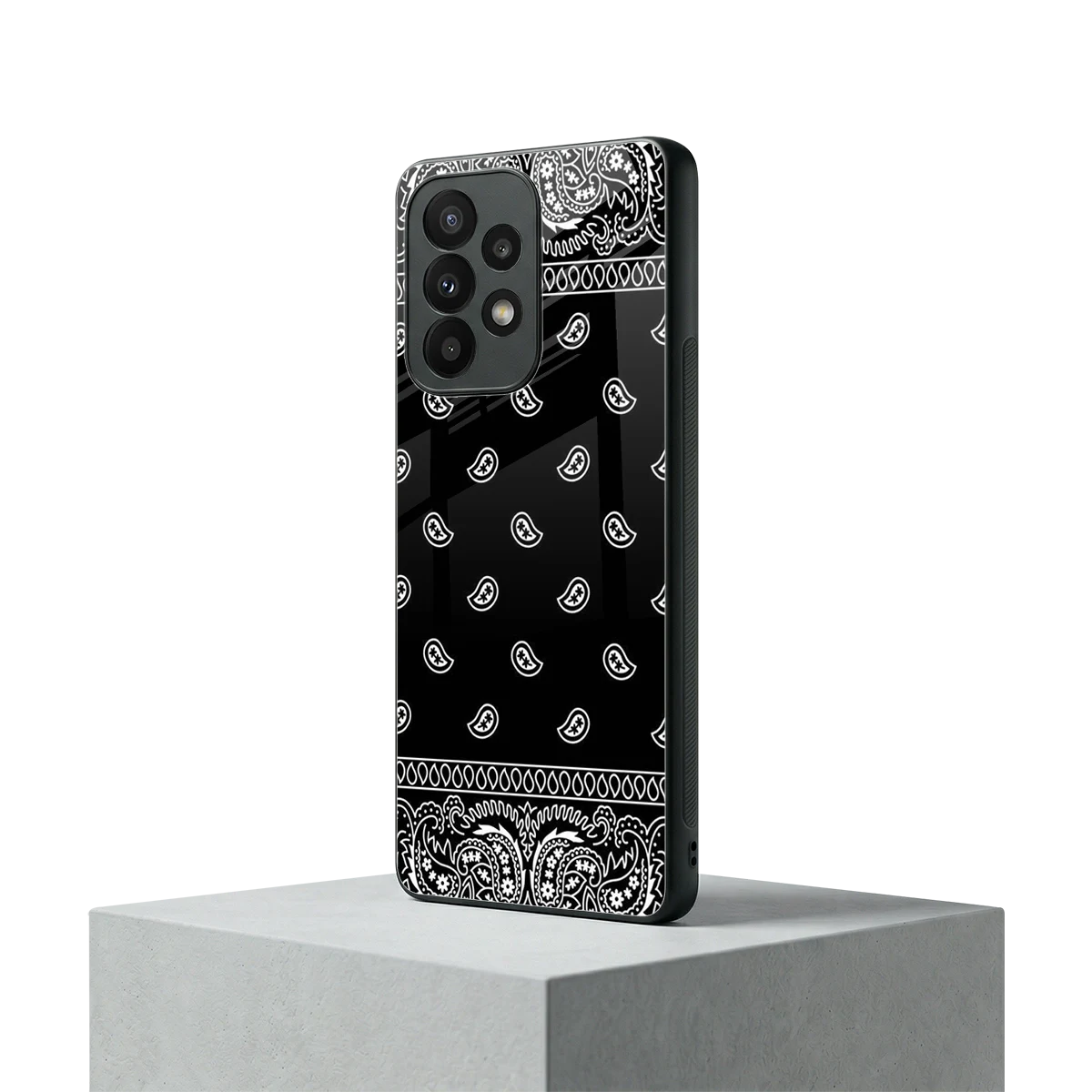 Paisley Black samsung galaxy a23 mobile cover | shockproof glass phone case