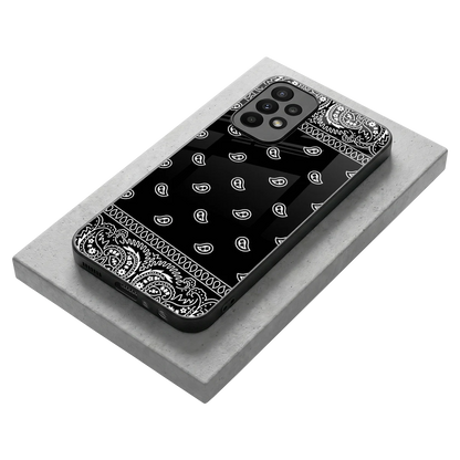Paisley Black stylish phone case for samsung galaxy a23 | glossy glass and slim fit