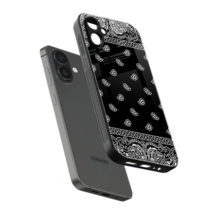 Paisley Black sleek samsung galaxy a06 5g cover with tempered glass back and TPU edges