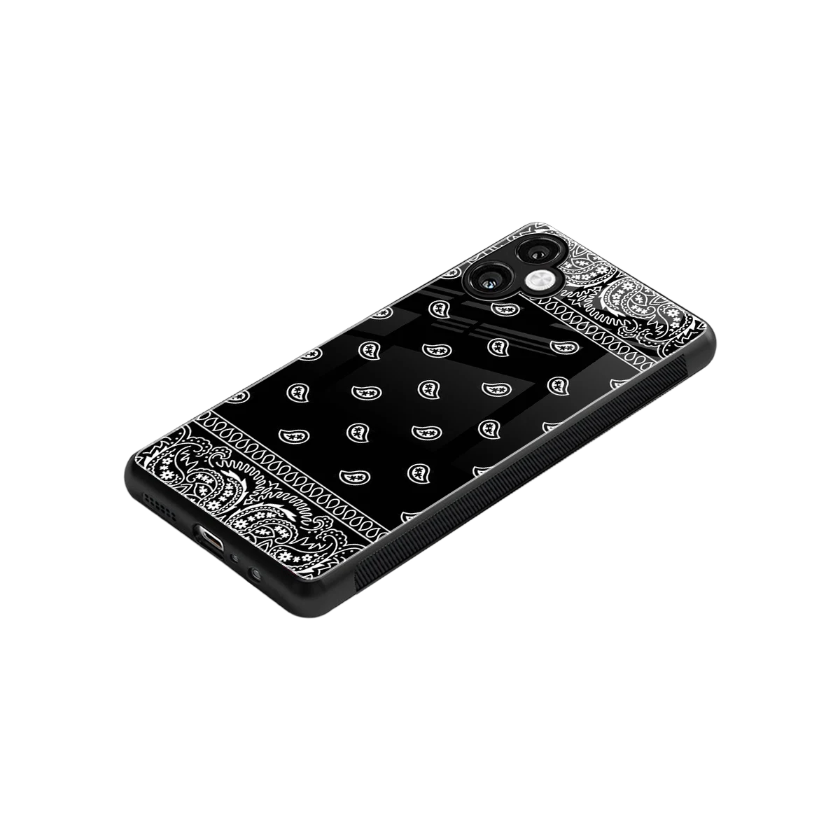 Paisley Black stylish phone case for samsung galaxy a06 5g | glossy glass and slim fit