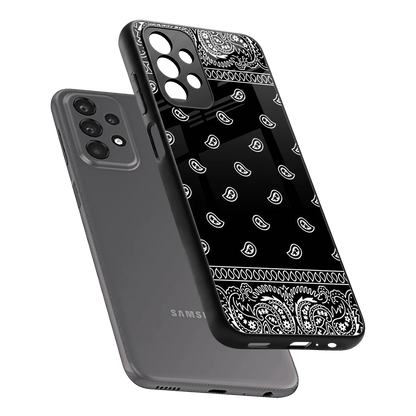 Paisley Black sleek samsung galaxy a23 cover with tempered glass back and TPU edges