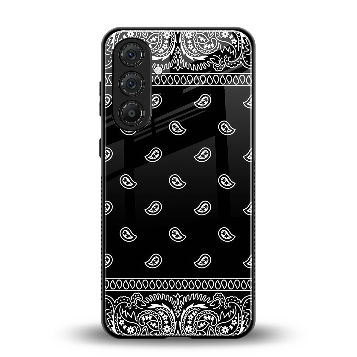 Paisley Black back phone cover | glass case for samsung galaxy a55 5g