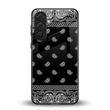 Paisley Black back phone cover | glass case for samsung galaxy a55 5g