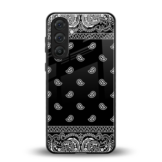 Paisley Black back phone cover | glass case for samsung galaxy m35 5g