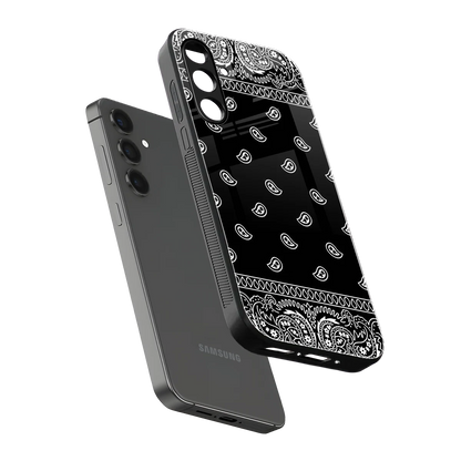 Paisley Black sleek samsung galaxy a55 5g cover with tempered glass back and TPU edges