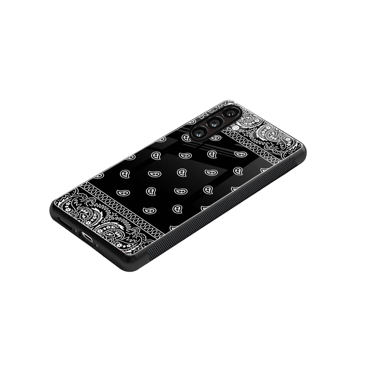Paisley Black stylish phone case for samsung galaxy a55 5g | glossy glass and slim fit