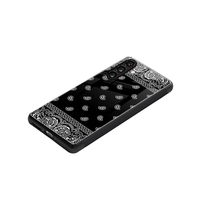 Paisley Black stylish phone case for samsung galaxy a55 5g | glossy glass and slim fit