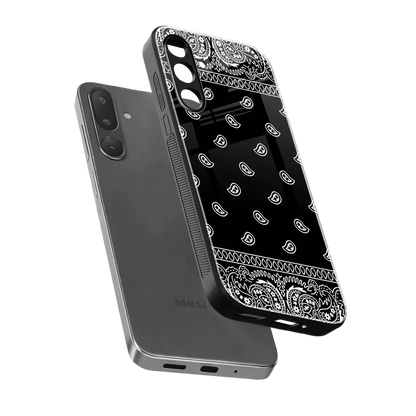 Paisley Black sleek samsung galaxy m36 5g cover with tempered glass back and TPU edges