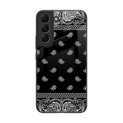 Paisley Black back phone cover | glass case for samsung galaxy s22