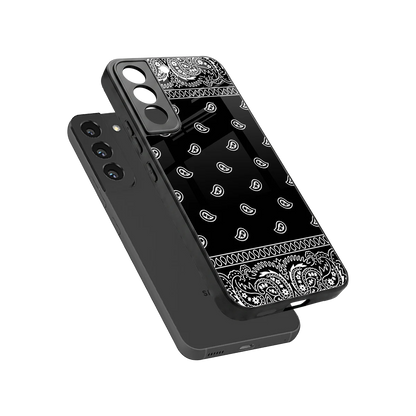 Paisley Black sleek samsung galaxy s22 cover with tempered glass back and TPU edges