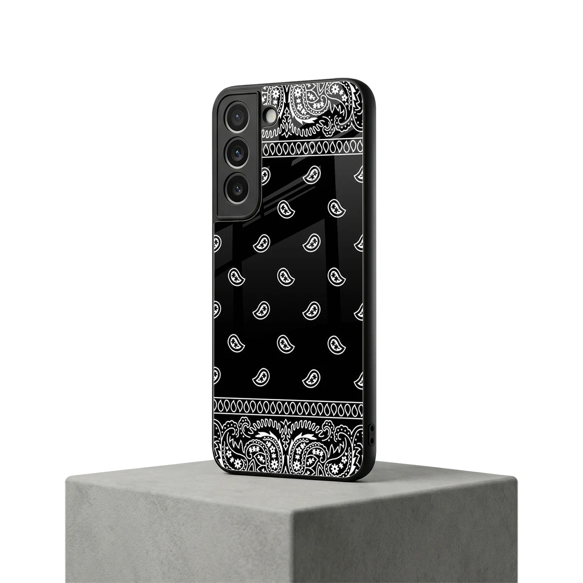 Paisley Black samsung galaxy s22 mobile cover | shockproof glass phone case