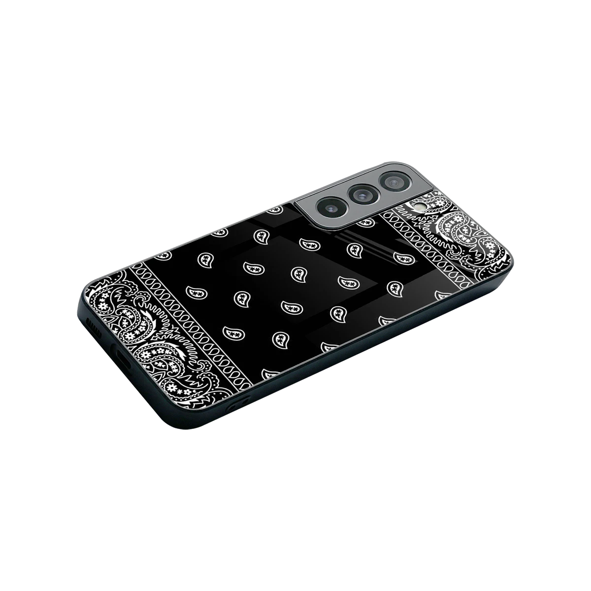 Paisley Black stylish phone case for samsung galaxy s22 | glossy glass and slim fit